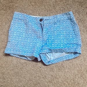 blue printed shorts